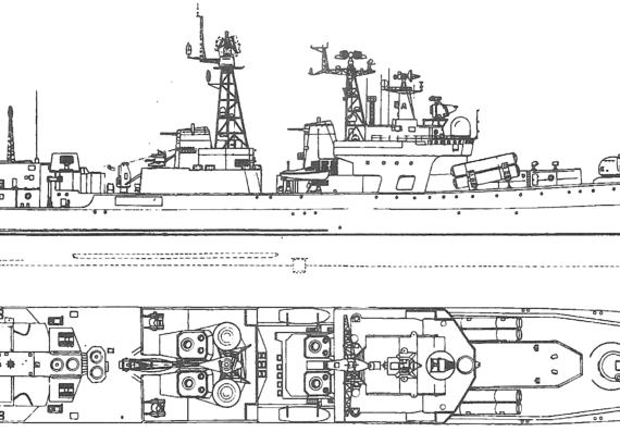 USSR ship Admiral Chabanenko [Udaloy-class Destroyer] (1999) - drawings, dimensions, pictures